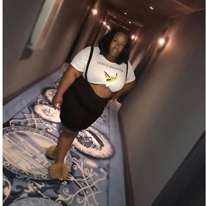 Fashion Nova Plus Size Logo Tee and Skirt